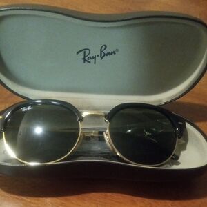 Ray-Ban Black and Gold Round Sunglasses